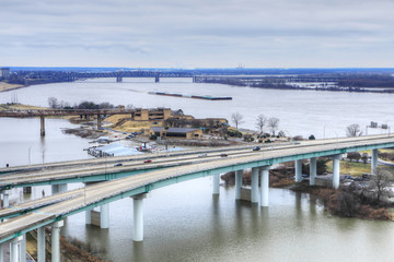 Mississippi River barge by Memphis, TN