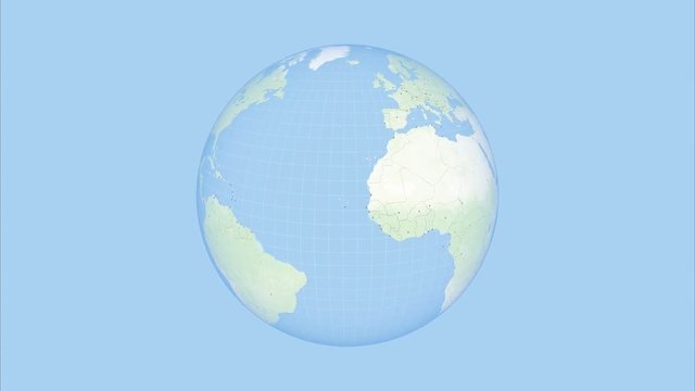 Zoom to Europe. State Borders and Capitals. World Zoom Into Europe - Planet Earth. Political Borders of European Countries: Russia, Germany, Turkey, France, United Kingdom, Italy, Spain, Poland.