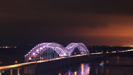 Memphis, Tennessee bridge after dark
