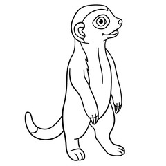 Coloring pages. Little cute baby meerkat smiles.