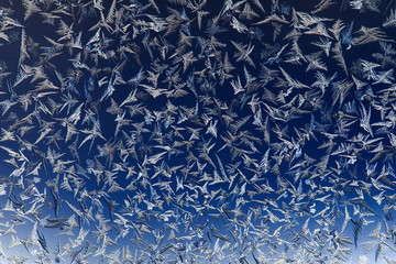Macro Image Of Colorful Light Frosty Window Glass Natural Ice Patterns