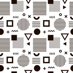 Seamless abstract pattern with black geometric shapes