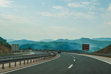 summer time road trip. speedway in mountains