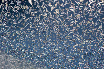 Macro Image Of Colorful Light Frosty Window Glass Natural Ice Patterns