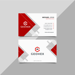 Naklejka na ściany i meble Modern business card template red black colors. Flat design vector abstract creative - Vector