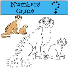 Educational game: Numbers game. Mother meerkat with baby.