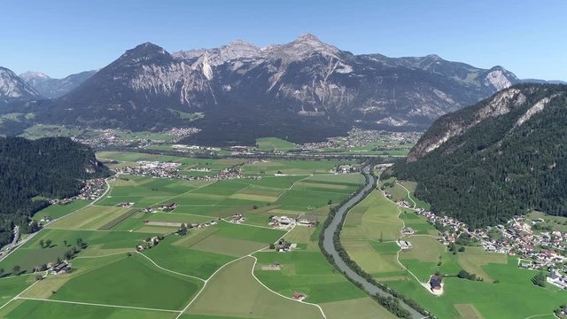 Aerial view of Ziller Valley in Tyrol Austria it is the widest vale south of the Inntal and lends its name to the Zillertal Alps the strongly glaciated section of the mountain range in which it lies