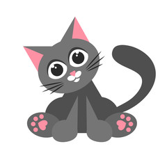 Cute cartoon Cat sticker isolated on white