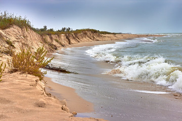 Empty beach of the Black Sea before the storm