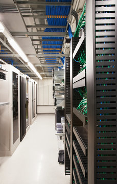 Computer servers in server room