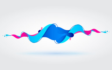 Multicolored abstract fluid sound wave. Vector illustration.