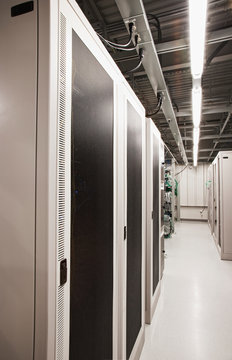 Computer servers in server room