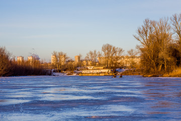 winter landscape with river and trees