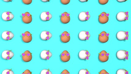 3D illustration of fancy eggs background.