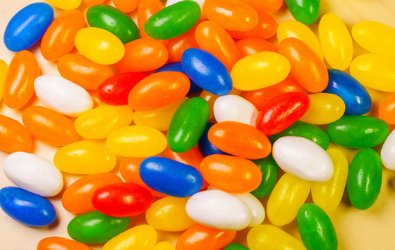 Jelly bean pile. Assorted jelly beans. Colorful image great for backgrounds.