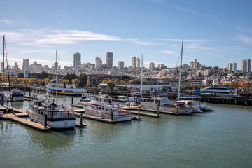 Fototapeta na wymiar Long Beach Marina and city skyline, Long Beach, San Francisco