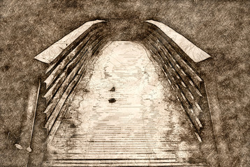 Sketch of a Footbridge in the Marsh