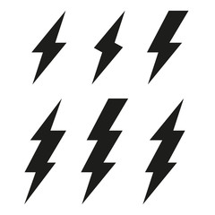 Lightning bolt icons. Thunderbolt. Vector set 