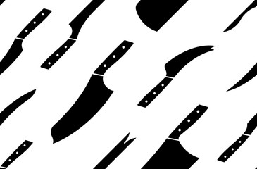 Seamless pattern with kitchen knives