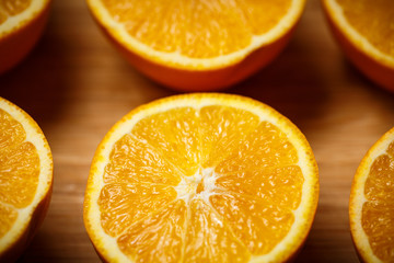 orange sliced ​​on wooden background