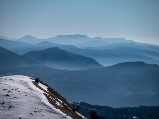 mountains of Partenio seen from the mountains of Matese, Campania, Italy