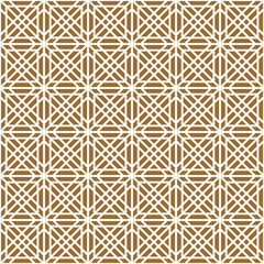 Seamless traditional Japanese ornament.Golden color background.White lines.