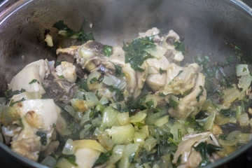 Georgian cuisine chashushuli with meat and herb