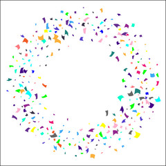 Colorful confetti on white background. 