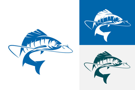Fishing vector design logo template. - fish logo Vector - Vector