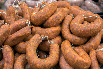 Spicy raw sausages from pork and veal.