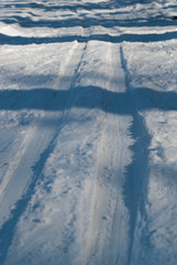 Skiing track in the snow