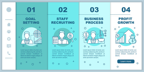 Goal achieving onboarding mobile web pages vector template
