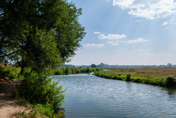 View on the bending river in the summer