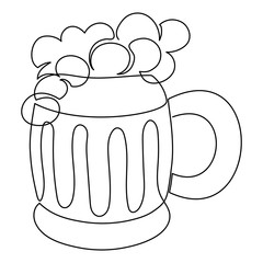 Continuous one line art drawing beer ale mug