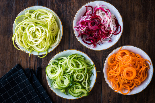 Spiralized Vegetables Noodle Carrot, Beetroot, Zucchini and Cucumber