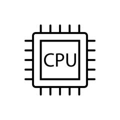 Cpu processor line icon. Computer component sign. Colorful outline concept, logo isolated on white background