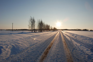 Fototapeta na wymiar winter road