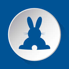 rabbit, rear view - simple blue icon, white button