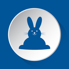 smiling rabbit - simple blue icon on white button