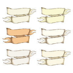 Retro Beige Blank Heraldic Ribbons