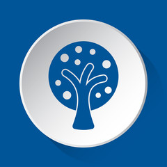 stylized tree - simple blue icon on white button