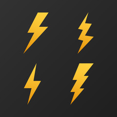 Lightning bolt. Thunder bolt, lighting strike expertise. Vector illustration.