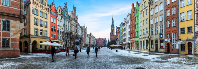 Gdansk panorama, beautiful Long Market street view
