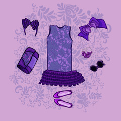 a set of fashionable dress accessories and ornament violet image