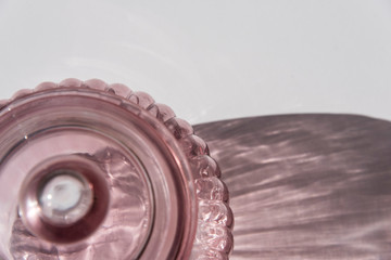 Pink glass with reflections