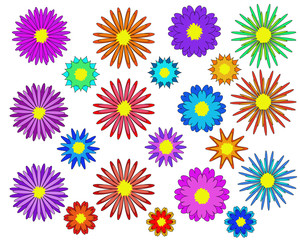 Fototapeta na wymiar Flowers set - Illustration Flowers