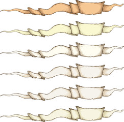 Retro Beige Blank Heraldic Ribbons Set