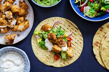 Fish tacos with spicy cod and avocado