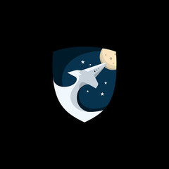 rocket logo with shield modern