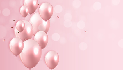 Glossy Happy Birthday Balloons Background Vector Illustration